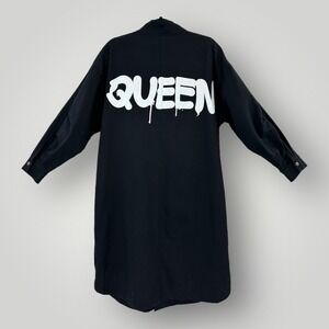 K TOO Long Sleeve Zip Up Woman's Coat Jacket Embroidered Roses Queen Goth Punk